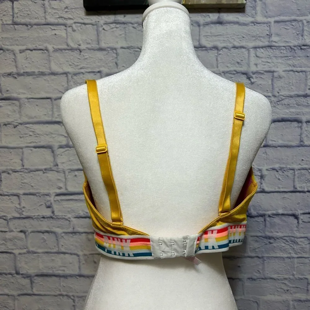 Victorias Secret PINK Wear Everywhere Wireless Lightly Lined Bra Yellow Rainbow